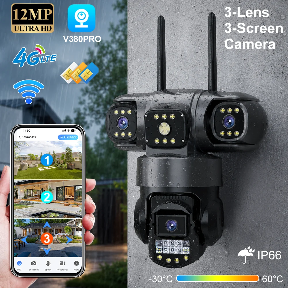 Night Vision Camera Wifi 4G - Caméra extérieure étanche V380 Pro 4G