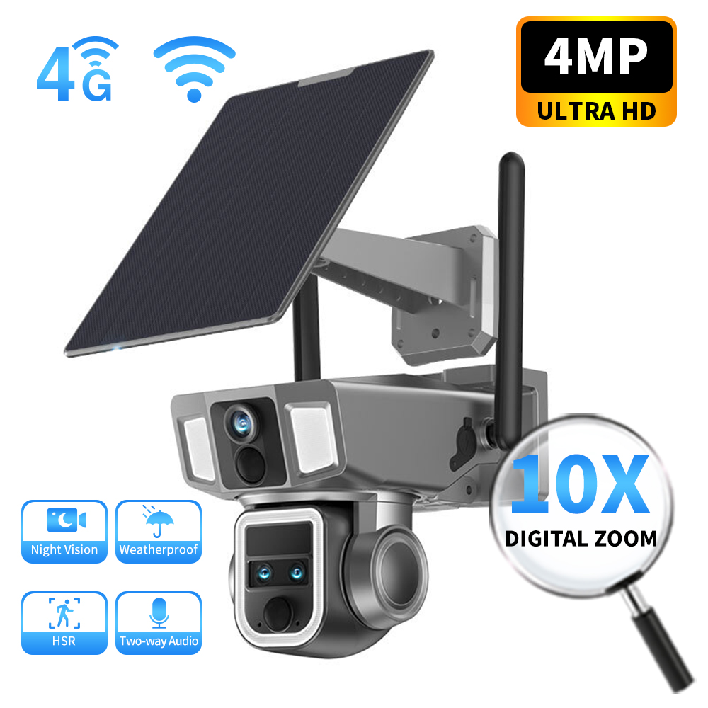 Night Vision Camera Wifi 4G - Caméra de sécurité solaire extérieure 4G