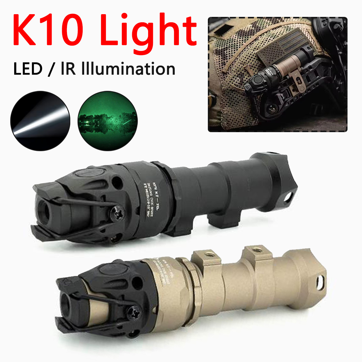 Ir Illuminator 850Nm Flashlight - MICH2000 ARC casque KIJI K10 IR