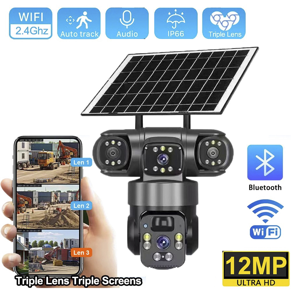 Caméra solaire 4G à trois obje - Night Vision Camera Wifi 4G avis et prix